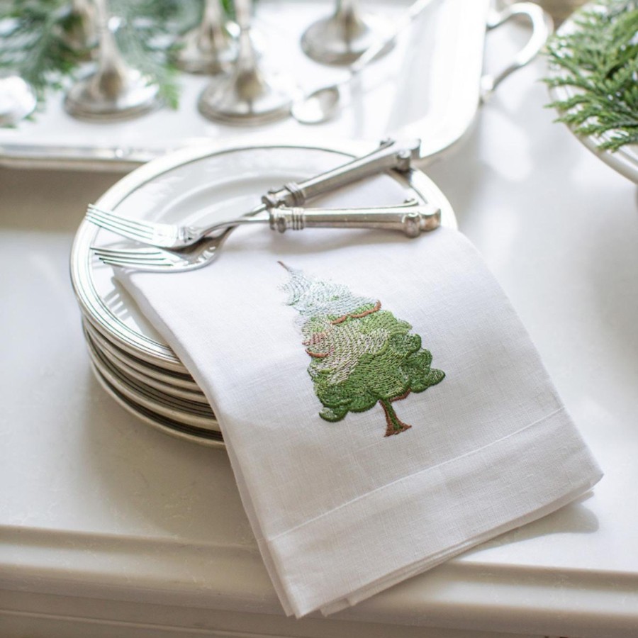 Table & Home Arte Italica All Linens | Snowy Pine Tri-Fold Napkin