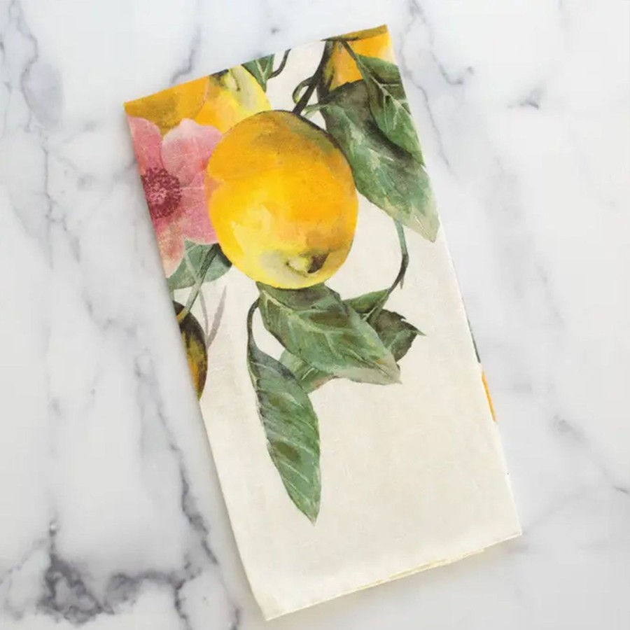 Table & Home Arte Italica Towels | Watercolor Lemon Linen Towel