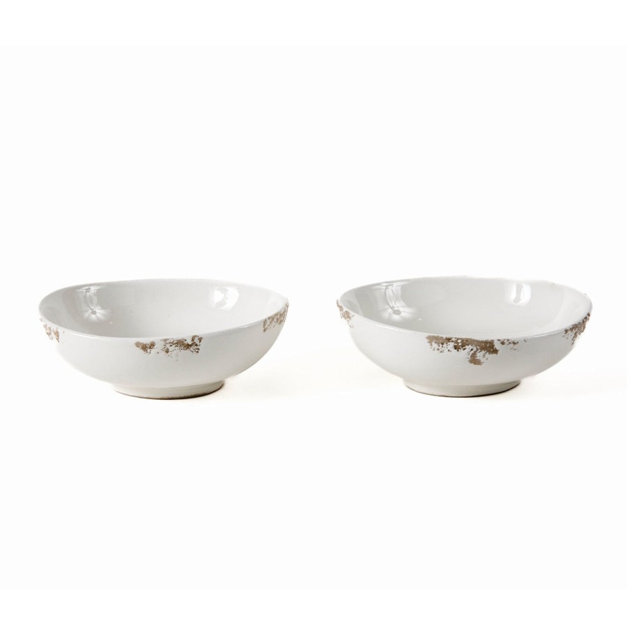 Table & Home Arte Italica Serving Bowls | Scavo Off White Small Oval Bowl Set Of 2