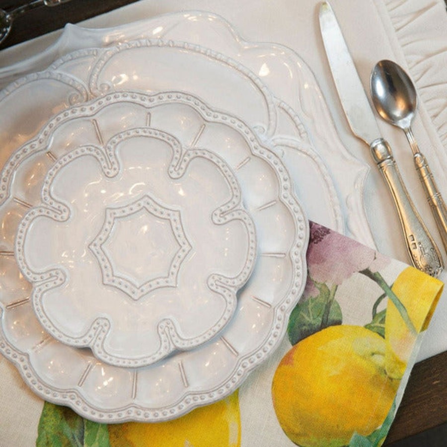 Table & Home Arte Italica Canape & Bread Plates | Bella Bianca Beaded Lace Bread/Canape Plate