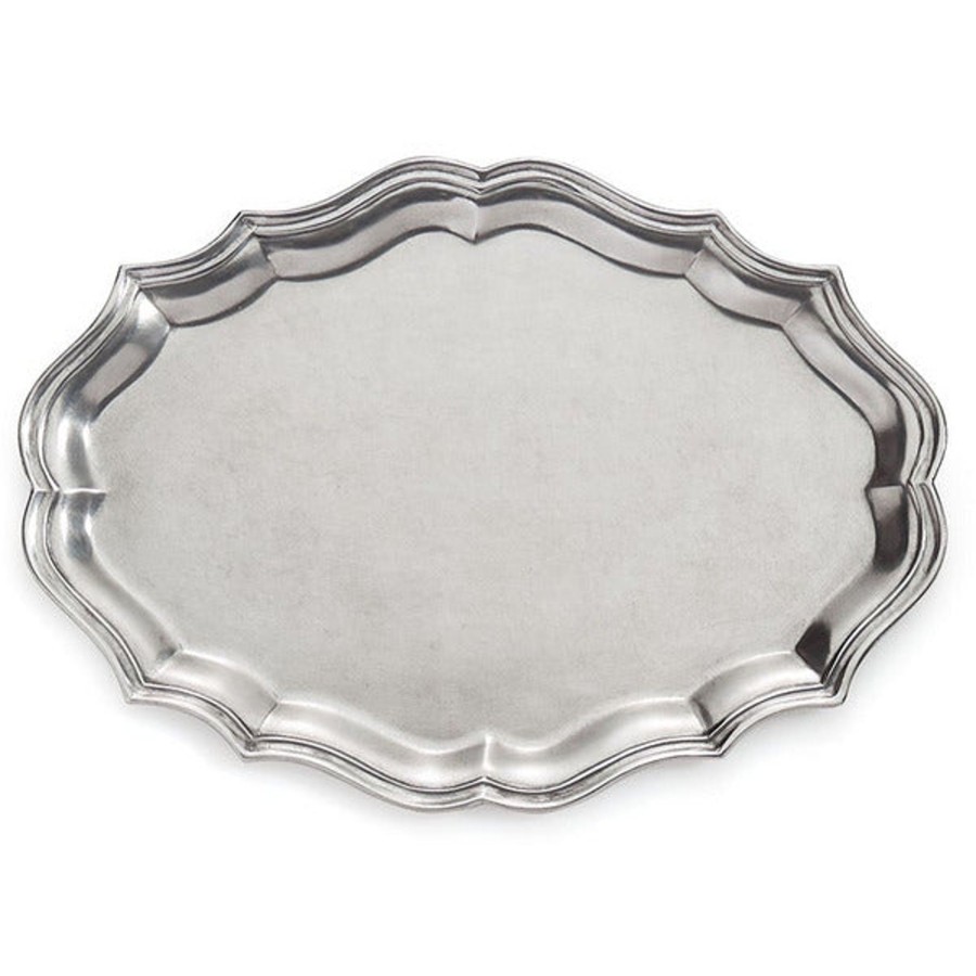 Table & Home Arte Italica Platters & Trays | Peltro Scalloped Small Oval Tray