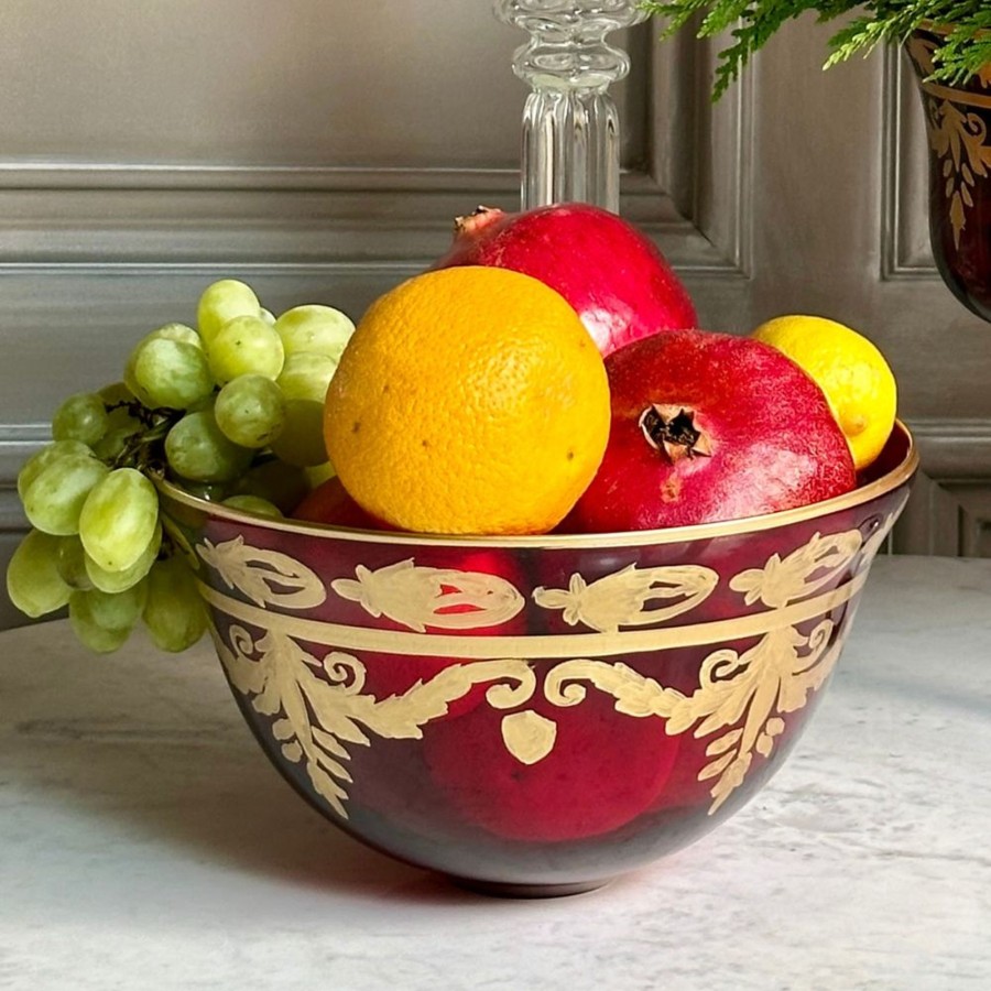 Table & Home Arte Italica Serving Bowls | Vetro Red Serving Bowl - Online Only