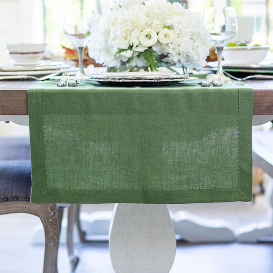 Table & Home Arte Italica All Linens | Hemstitch Linen Table Runner - 17" Wide