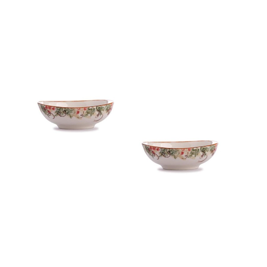 Table & Home Arte Italica Serving Bowls | Natale Small Oval Bowl Set Of 2