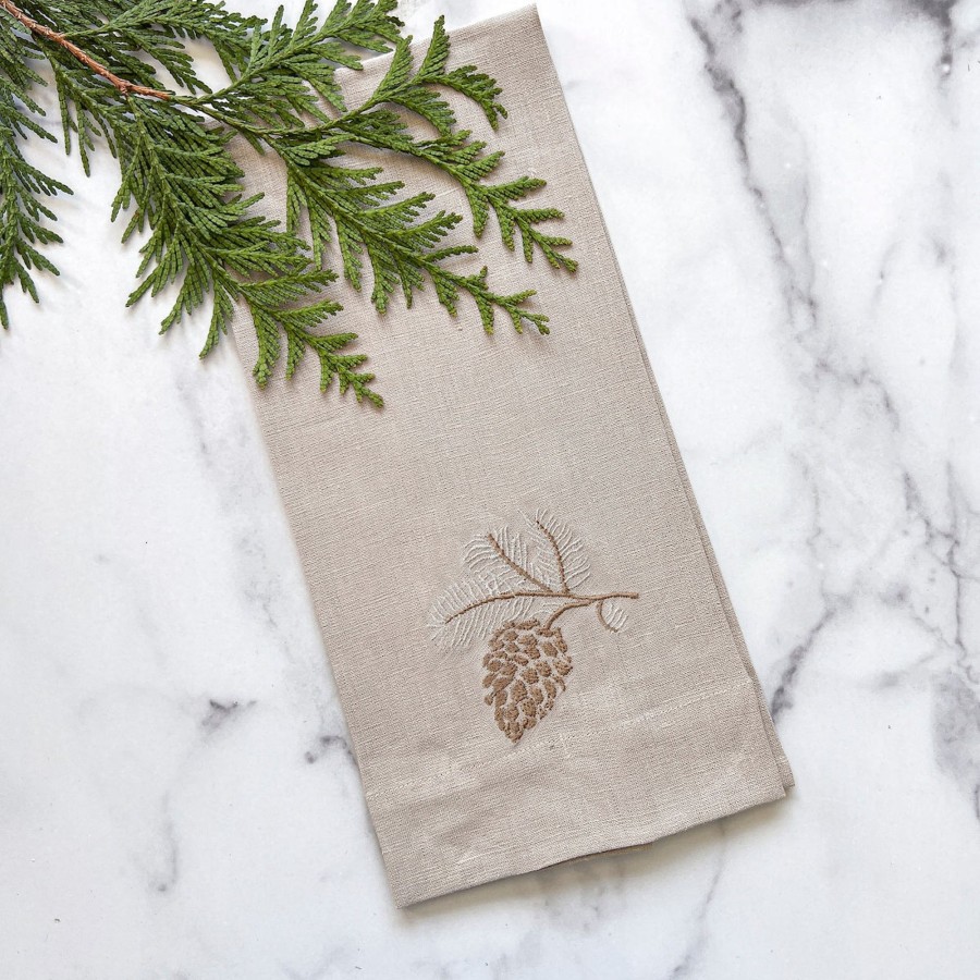 Table & Home Arte Italica Towels | Pinecone Soft Flax Linen Towel