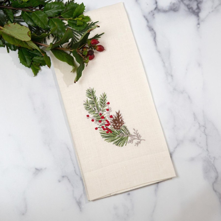 Table & Home Arte Italica Towels | Natale Sprig Linen Towel