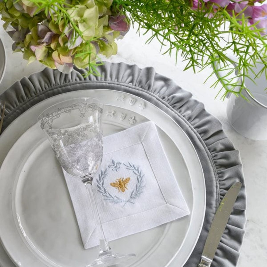 Table & Home Arte Italica Napkins | Italian Bee Linen Cocktail Napkin Set