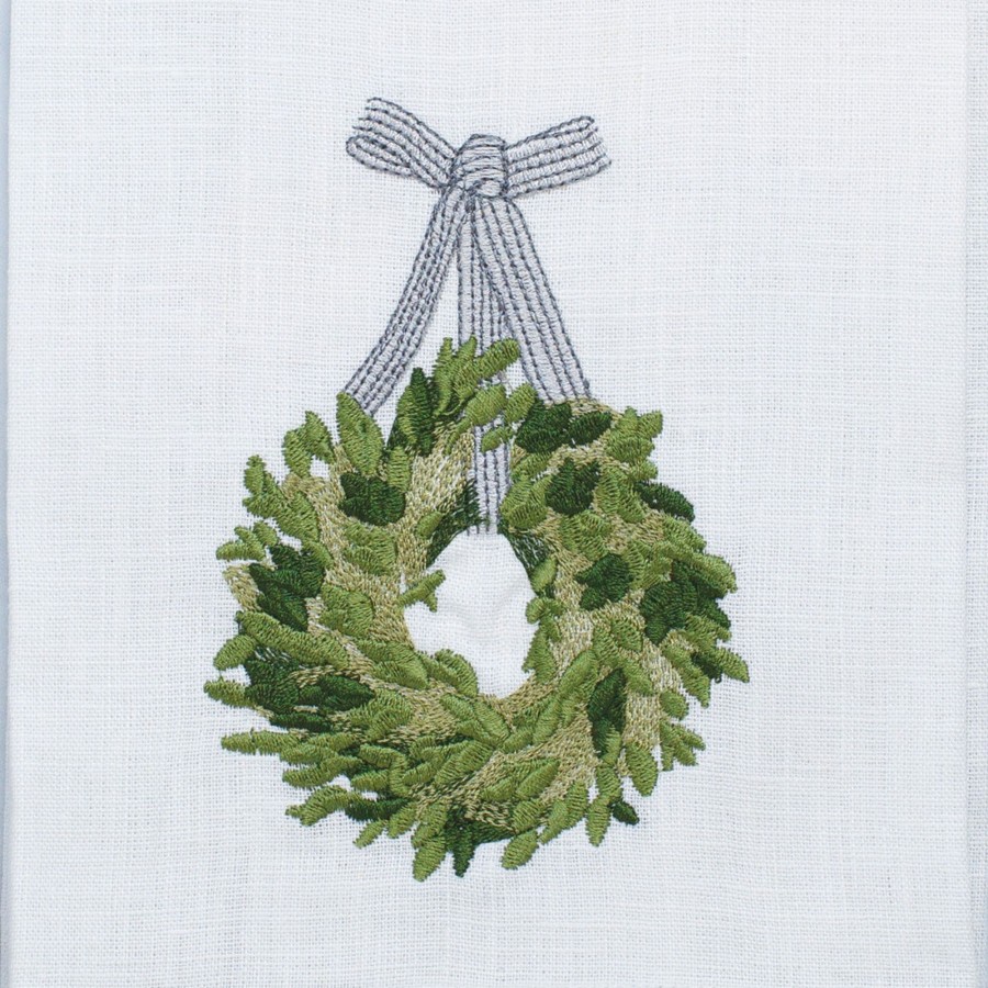 Table & Home Arte Italica Towels | Boxwood Wreath Linen Towel