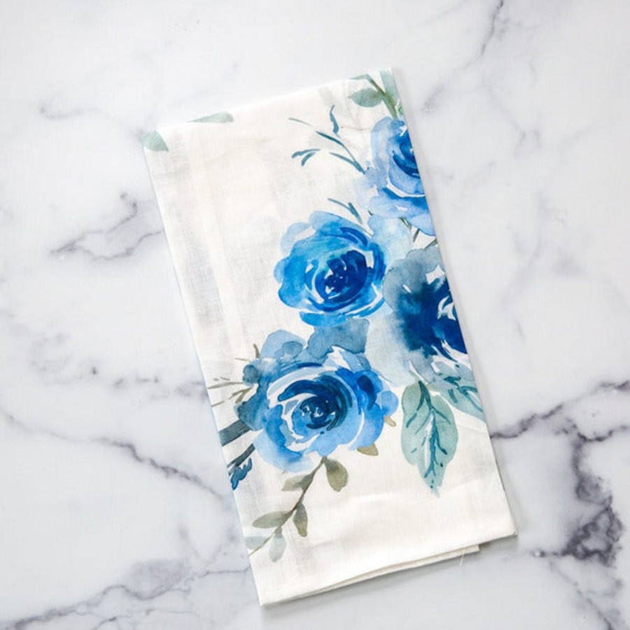 Table & Home Arte Italica Towels | Blue Watercolor Linen Towel