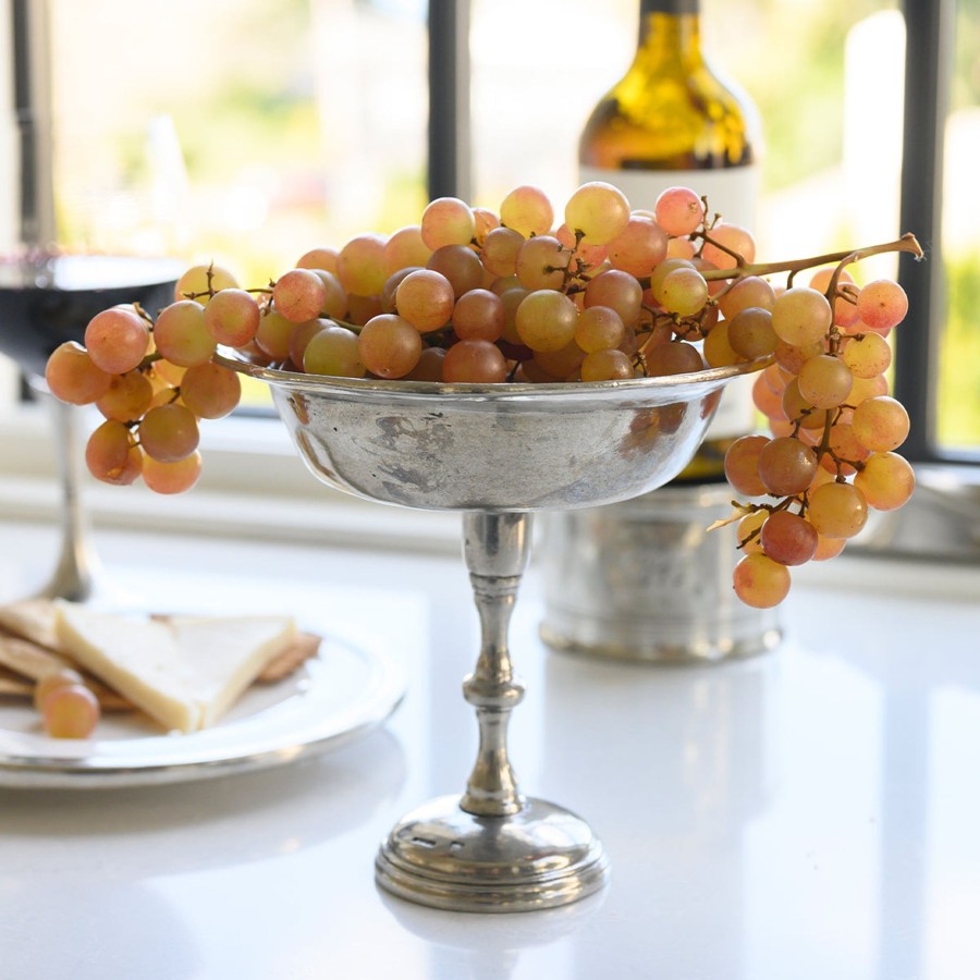 Table & Home Arte Italica Pewter | Vintage Round Petite Pedestal Bowl