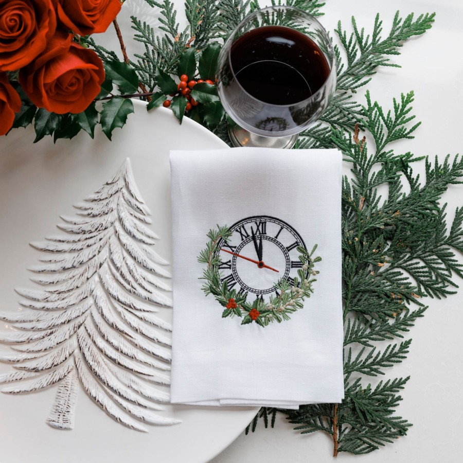 Table & Home Arte Italica Towels | Christmas Eve Clock Linen Towel