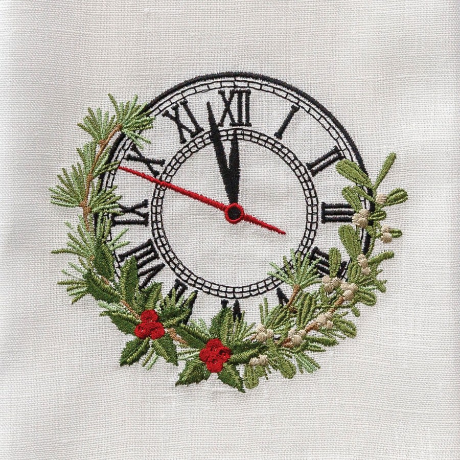 Table & Home Arte Italica Towels | Christmas Eve Clock Linen Towel