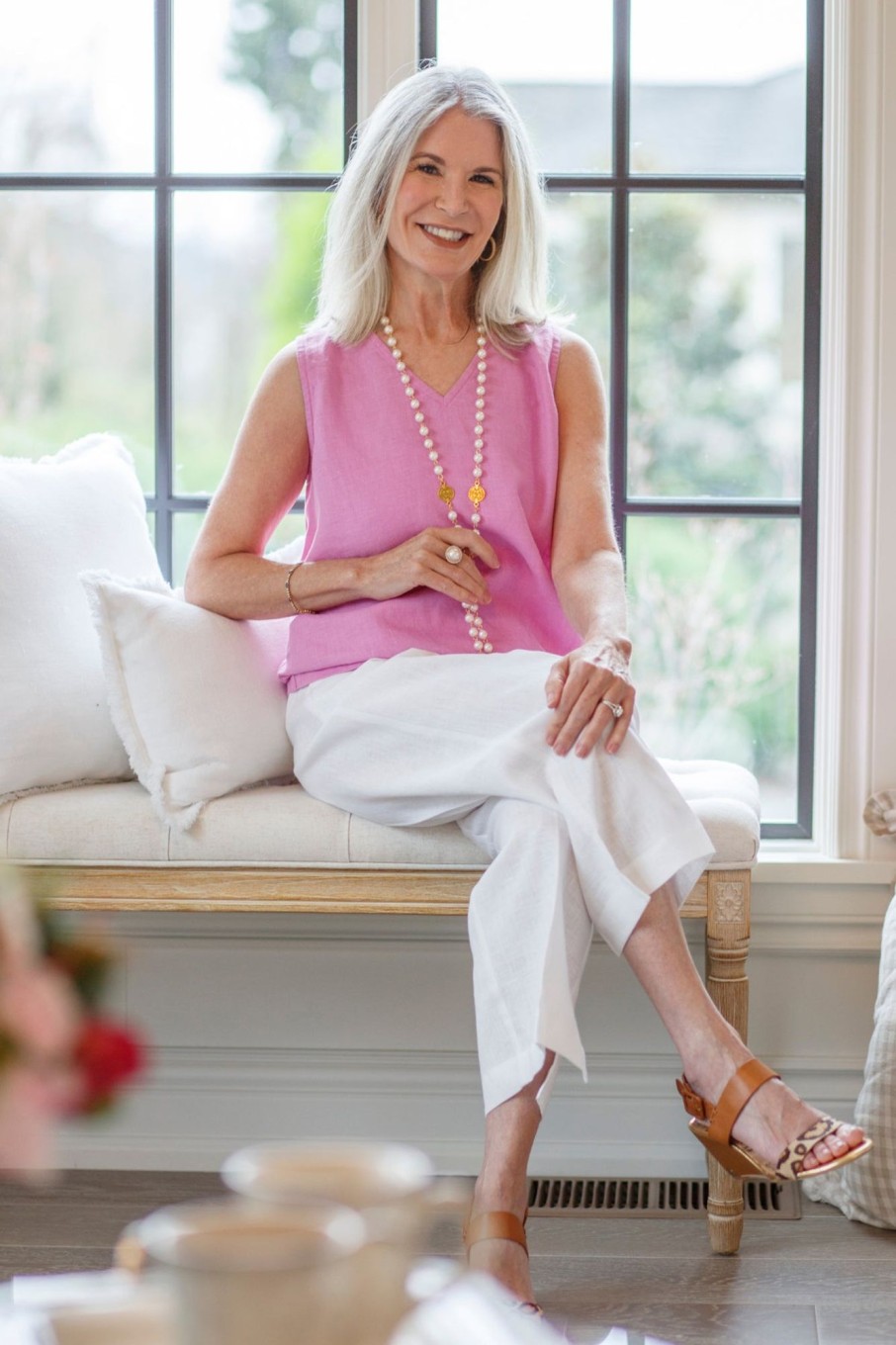 Apparel Crown Linen Designs | Lucy Tank Rose Pink - Sale