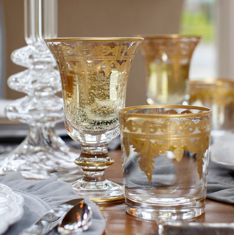 Table & Home Arte Italica Stemware & Drinkware | Vetro Gold Water/Wine Glass