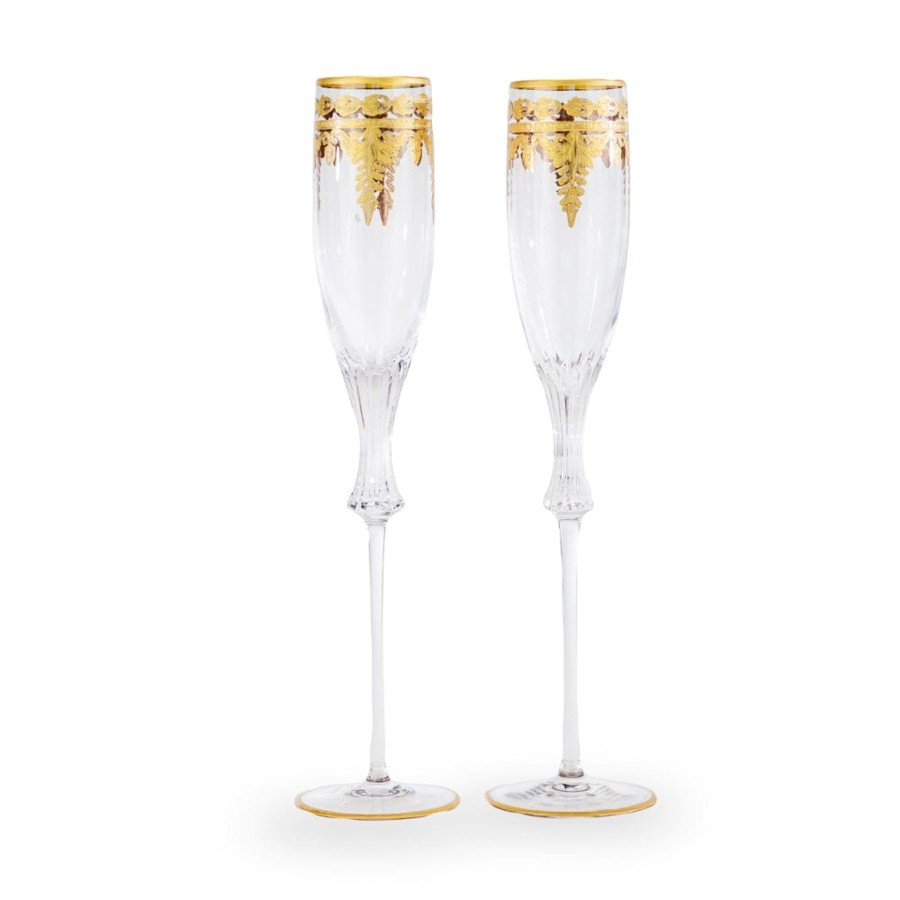 Table & Home Arte Italica Stemware & Drinkware | Vetro Gold Wedding Flute Set