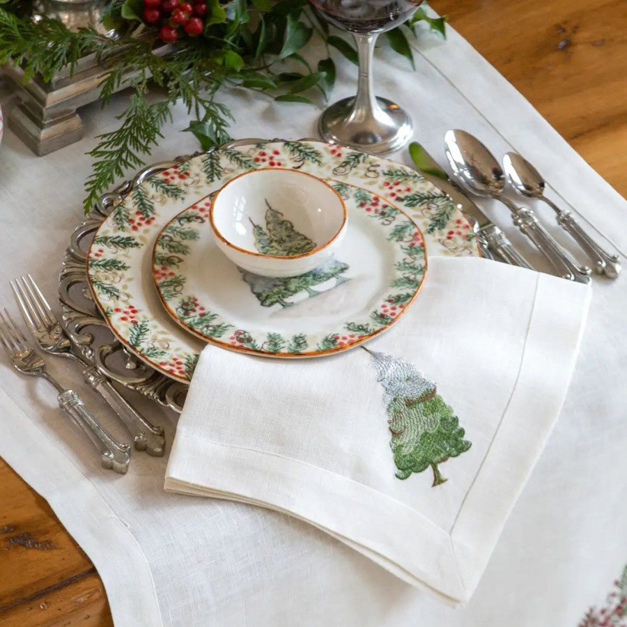 Table & Home Arte Italica Napkins | Snowy Pine Large Linen Napkin