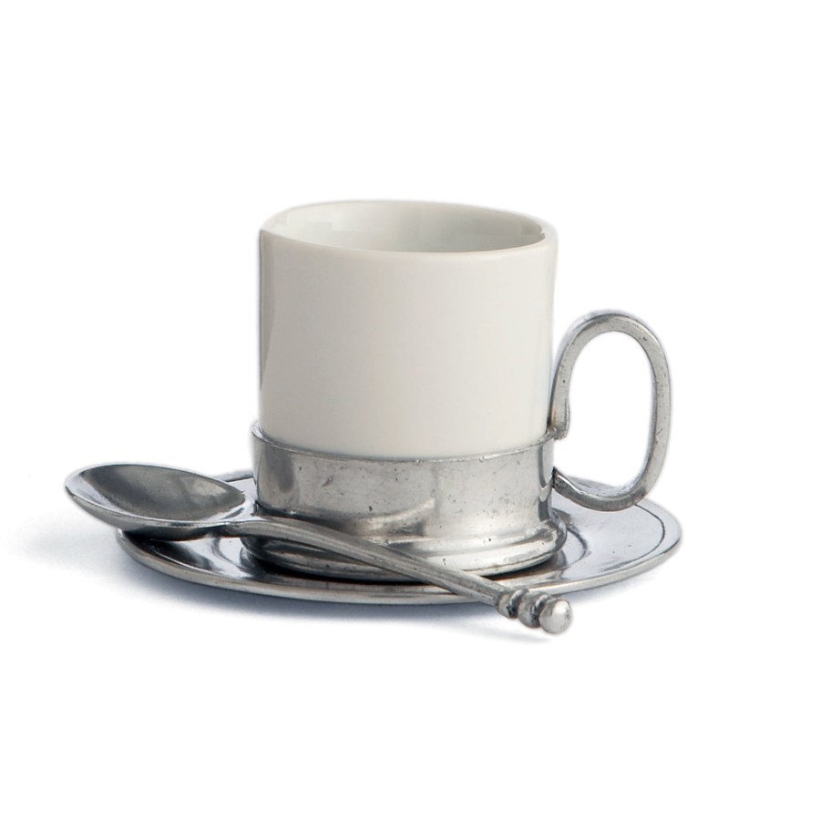 Table & Home Arte Italica Pewter | Tuscan Espresso Cup & Saucer With Spoon