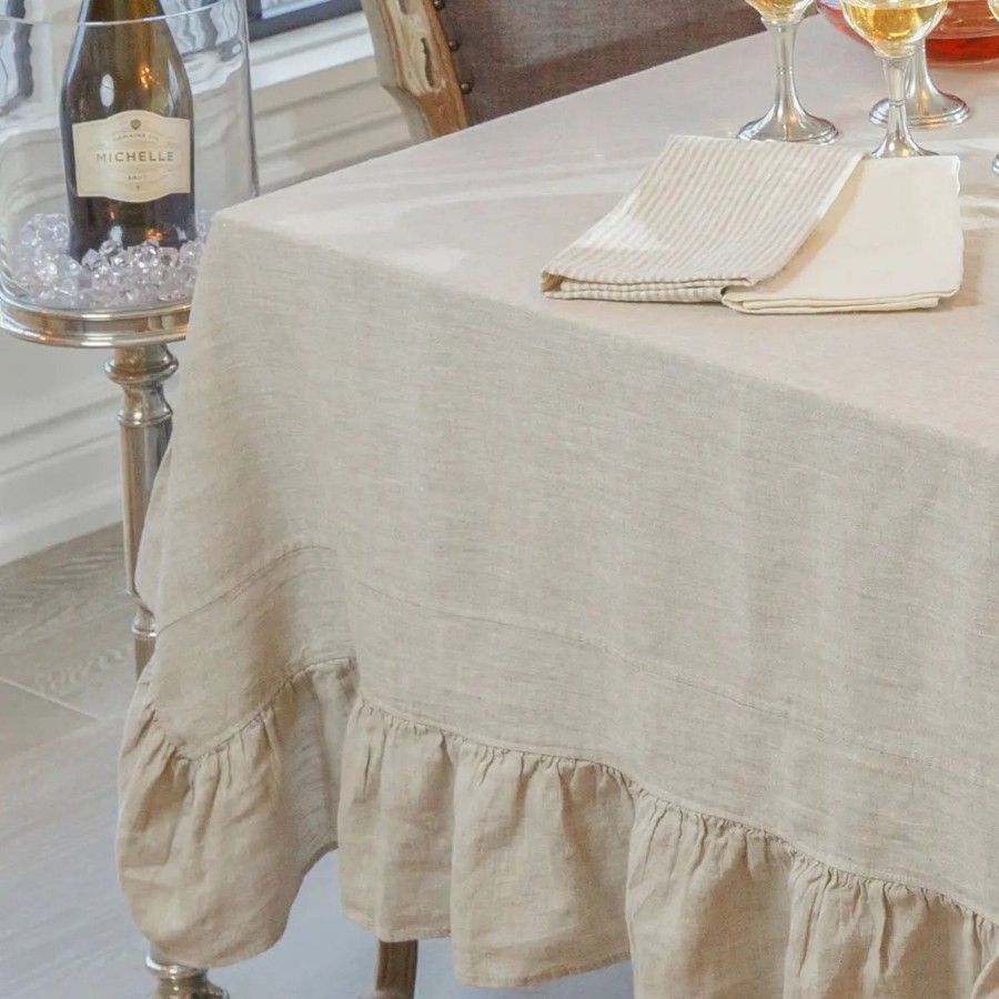 Table & Home Arte Italica Table Coverings | Rectangular Linen Tablecloth With Ruffle