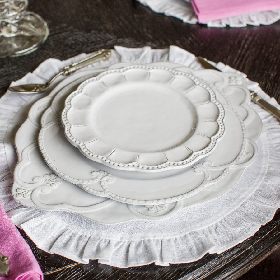 Table & Home Arte Italica Chargers | Bella Bianca Scalloped Charger/Platter