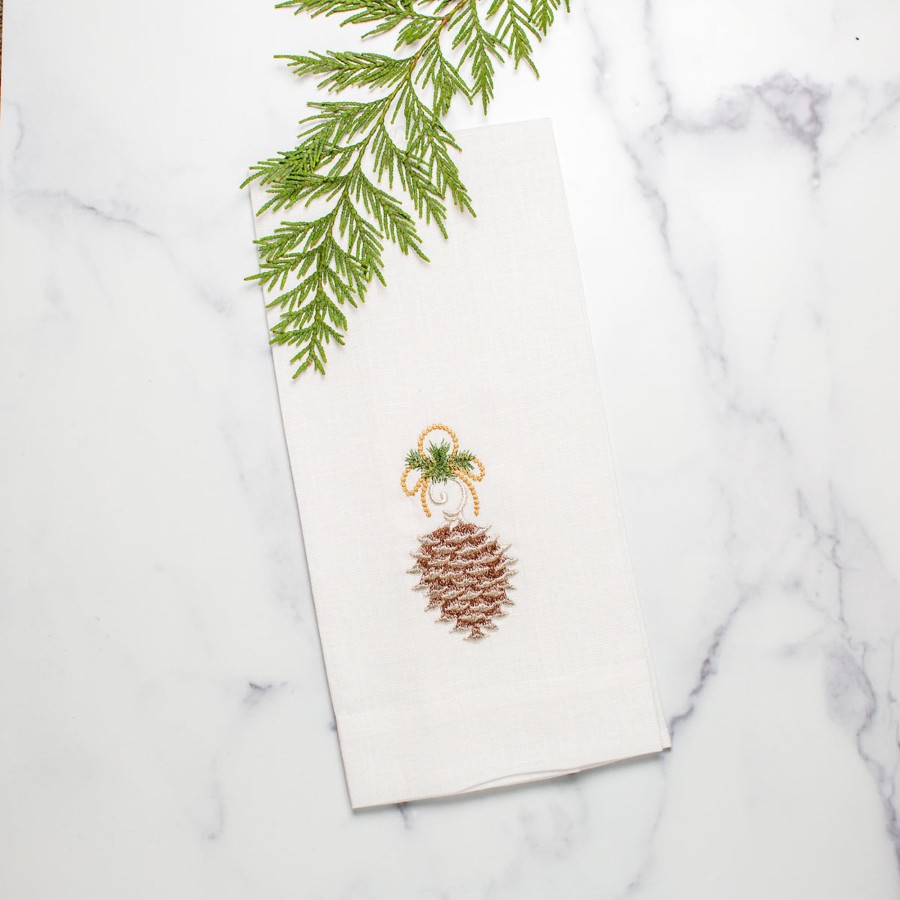 Table & Home Arte Italica Towels | Pinecone Ornament Linen Towel