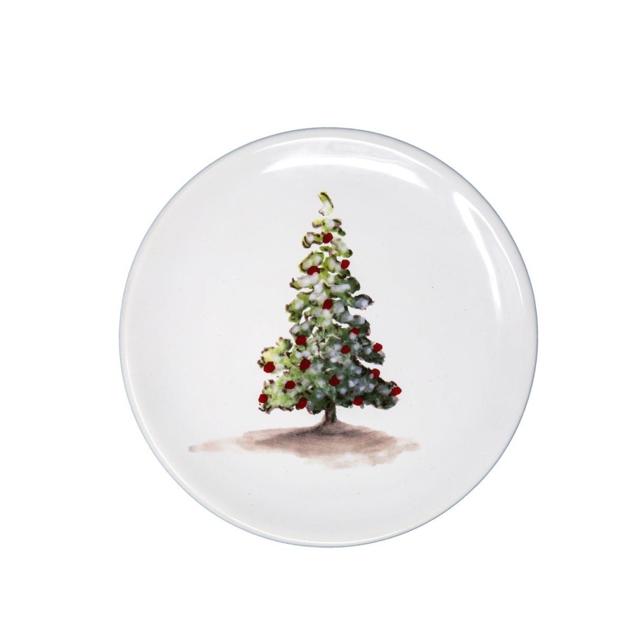 Table & Home Arte Italica Canape & Bread Plates | Tuscan Christmas Tree Canape Plate