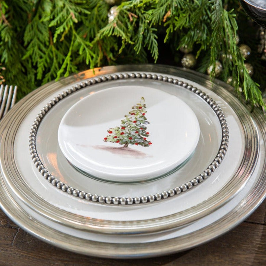 Table & Home Arte Italica Canape & Bread Plates | Tuscan Christmas Tree Canape Plate