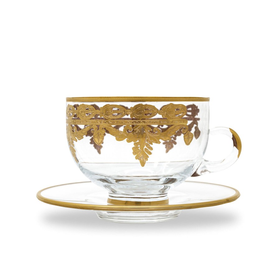 Table & Home Arte Italica All Tableware | Vetro Gold Coffee Cup & Saucer