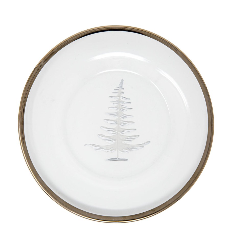 Table & Home Arte Italica Salad & Dessert Plates | Vetro Platinum Etched Tree Plate