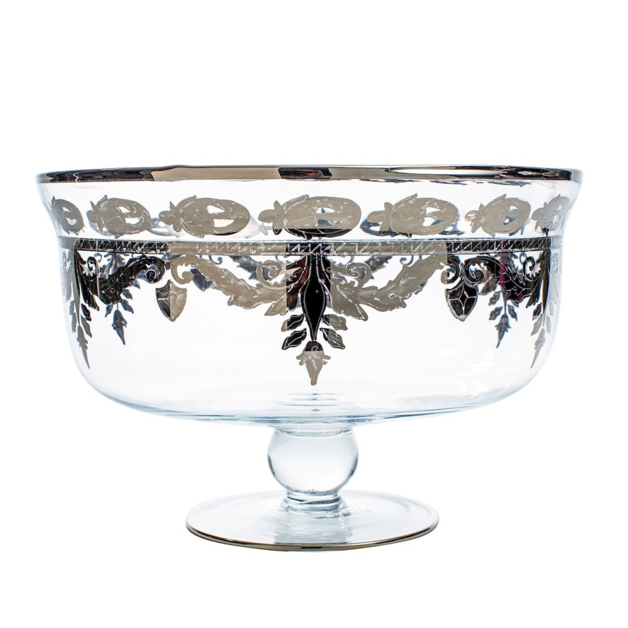 Table & Home Arte Italica All Serveware | Vetro Platinum Large Footed Bowl