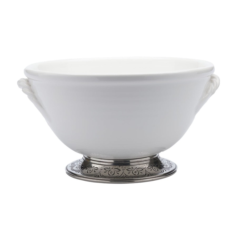 Table & Home Arte Italica Serving Bowls | Tuscan Footed Bowl With Rope Handles