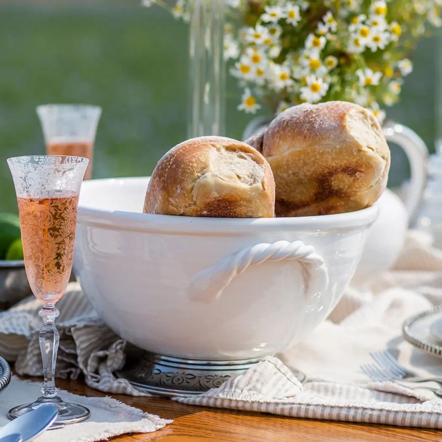 Table & Home Arte Italica Serving Bowls | Tuscan Footed Bowl With Rope Handles