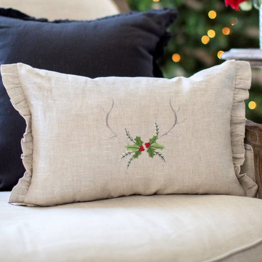 Table & Home Arte Italica Pillows | Antlers With Holly Decor Pillow