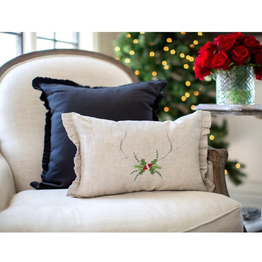 Table & Home Arte Italica Pillows | Antlers With Holly Decor Pillow