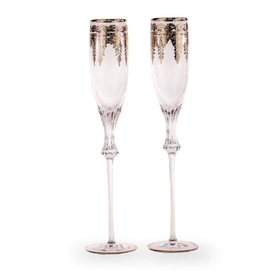 Table & Home Arte Italica Stemware & Drinkware | Vetro Platinum Wedding Flute Set