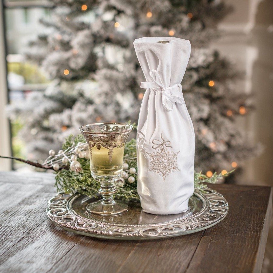 Table & Home Arte Italica All Linens | Snowflake Velvet Wine Bag