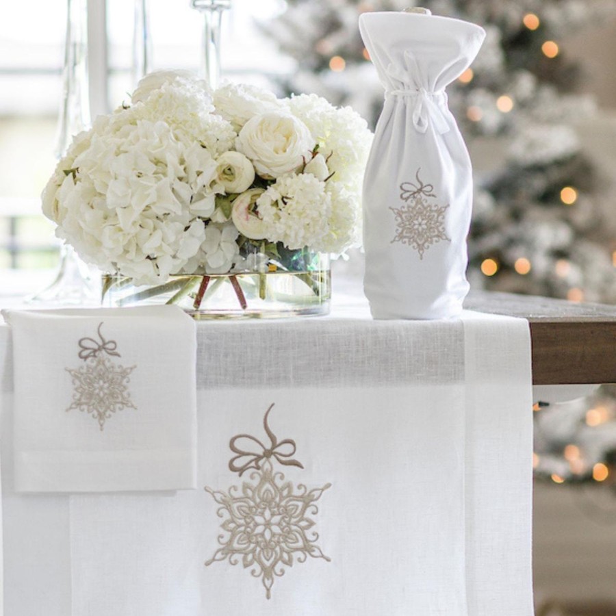 Table & Home Arte Italica All Linens | Snowflake Velvet Wine Bag