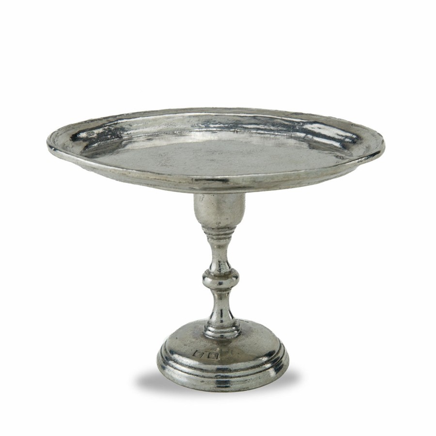 Table & Home Arte Italica Pewter | Vintage Petite Oval Pedestal Dish