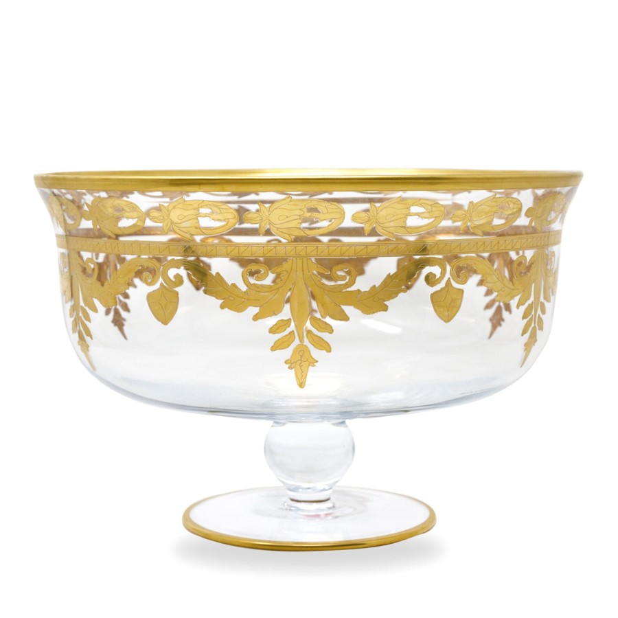 Table & Home Arte Italica Serving Bowls | Vetro Gold Centerpiece Compote