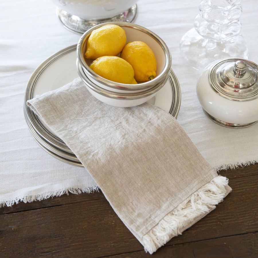 Table & Home Arte Italica All Linens | Tuscan Linen Towel With Fringe