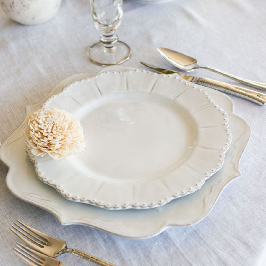 Table & Home Arte Italica Dinner Plates | Bella Bianca Beaded Dinner Plate