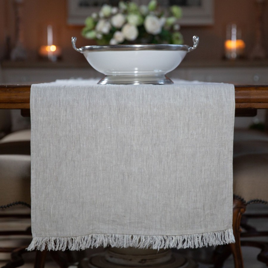 Table & Home Arte Italica Table Coverings | Tuscan Linen Runner With Fringe - 22" Wide - Sale