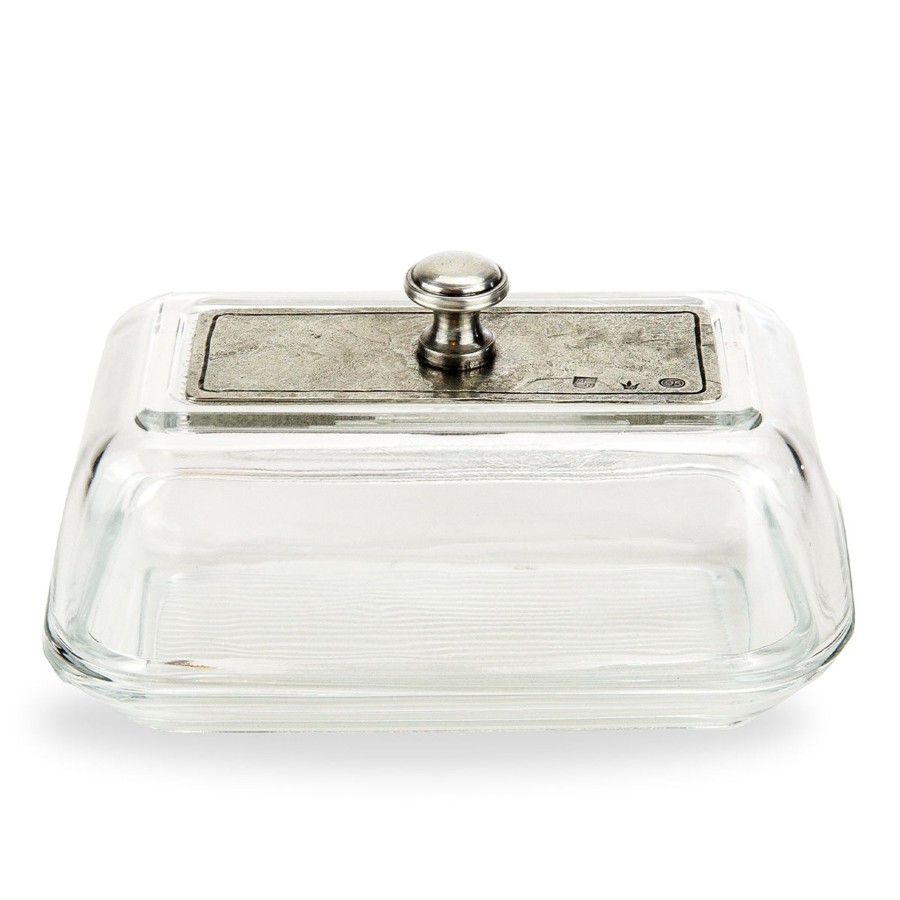 Table & Home Arte Italica All Serveware | Vintage Glass Covered Butter Dish