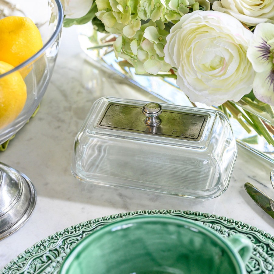 Table & Home Arte Italica All Serveware | Vintage Glass Covered Butter Dish