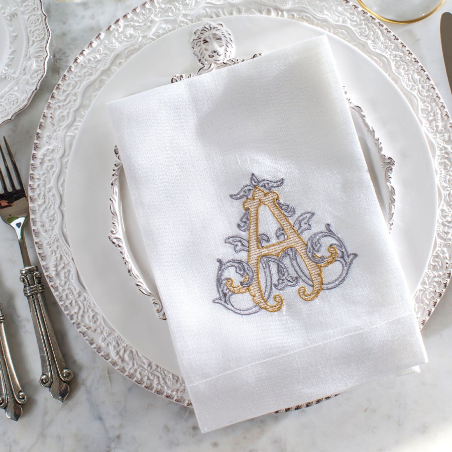 Table & Home Arte Italica Napkins | Vintage Vine Monogram Tri-Fold Napkin