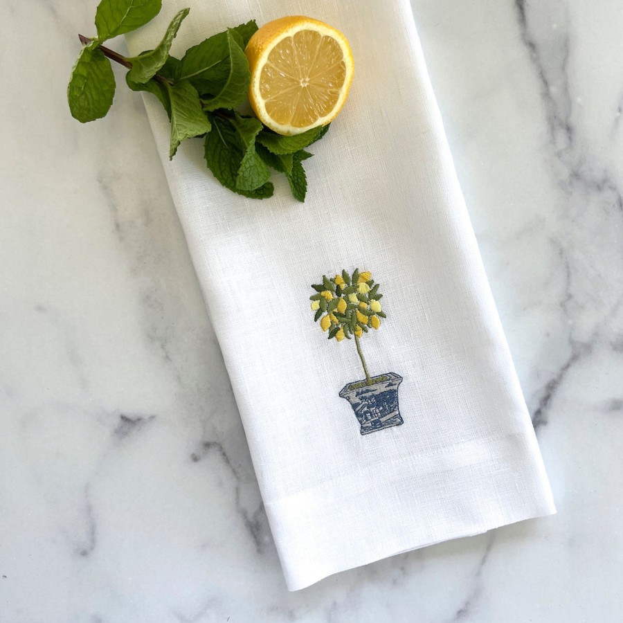 Table & Home Arte Italica Towels | Lemon Topiary Linen Towel