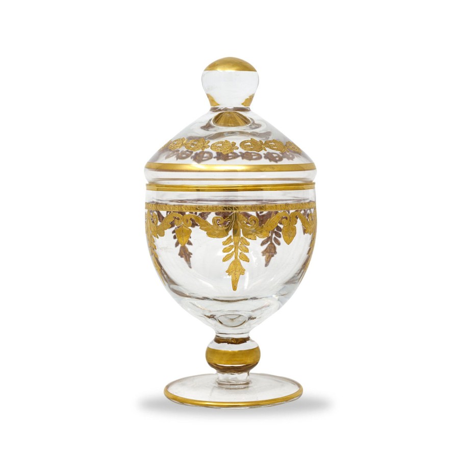 Table & Home Arte Italica Bath | Vetro Gold Baroque Canister With Lid