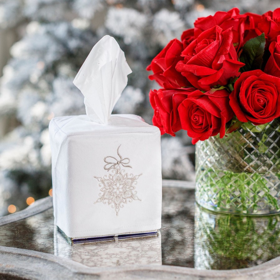 Table & Home Arte Italica All Linens | Snowflake Velvet Tissue Box Cover