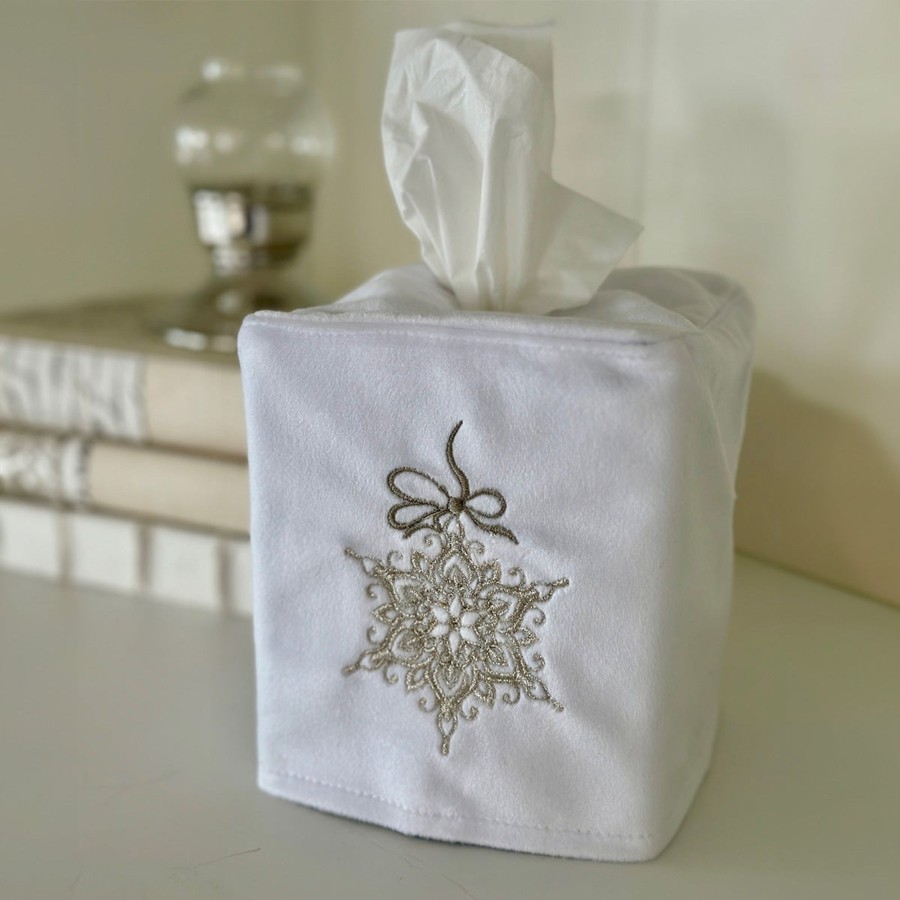 Table & Home Arte Italica All Linens | Snowflake Velvet Tissue Box Cover