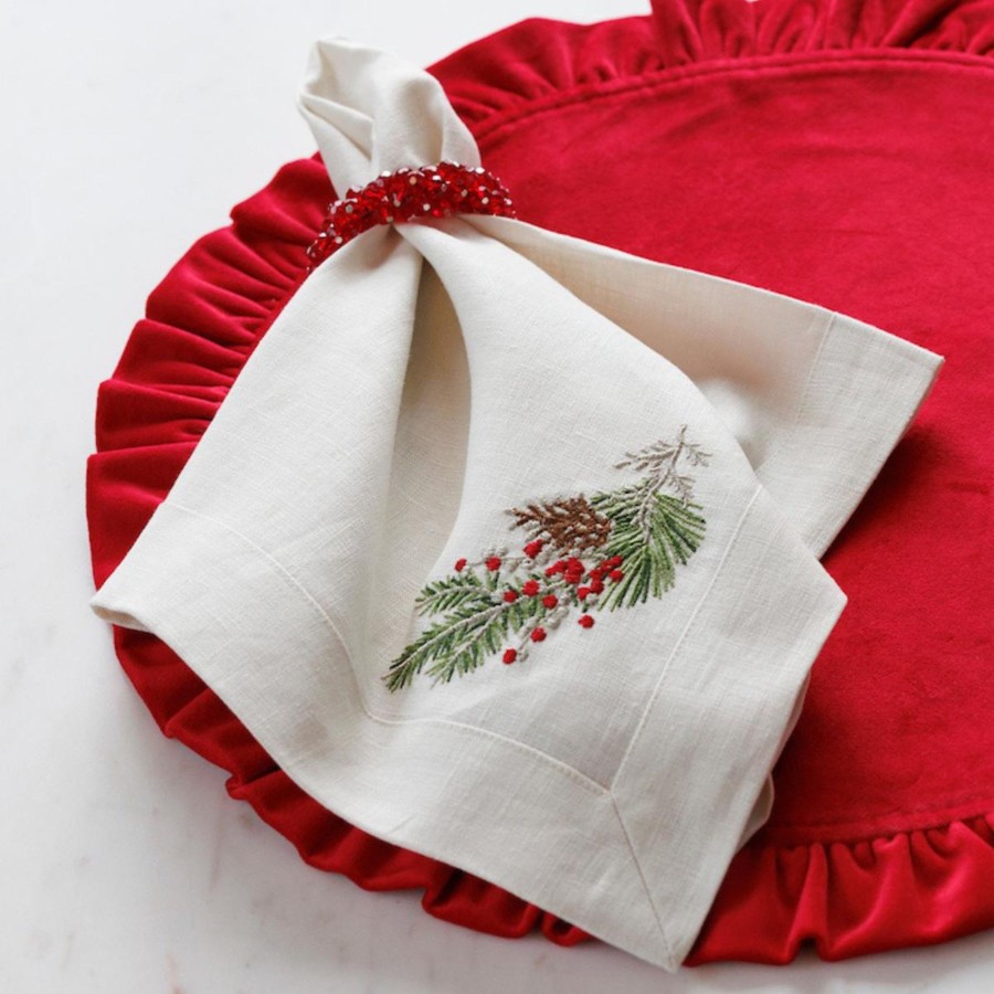 Table & Home Arte Italica Napkins | Natale Sprig Large Napkin