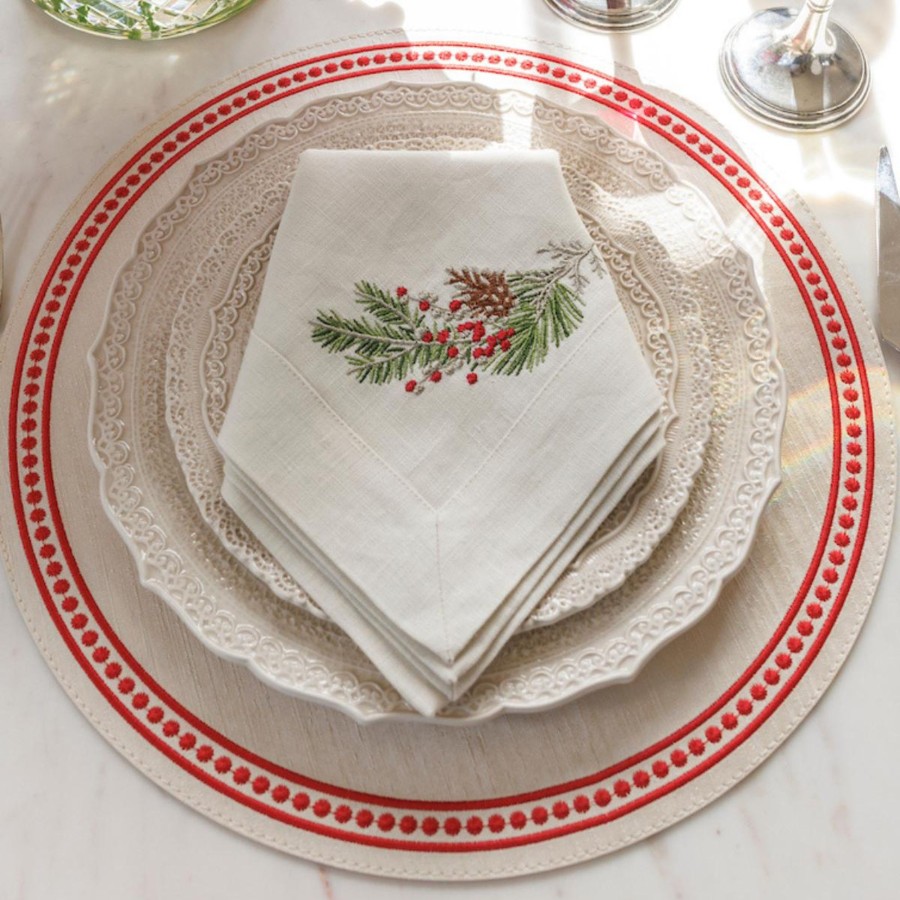 Table & Home Arte Italica Napkins | Natale Sprig Large Napkin